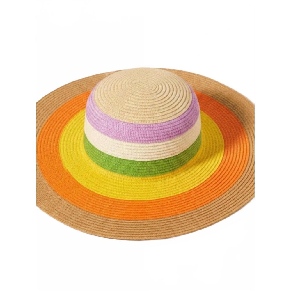 NEW AVENUE ZOE women's sunny days floppy stripe hat in orange multi